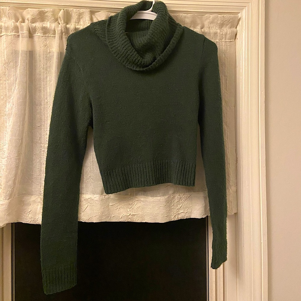 Forever 21 dark green turtle neck crop sweater